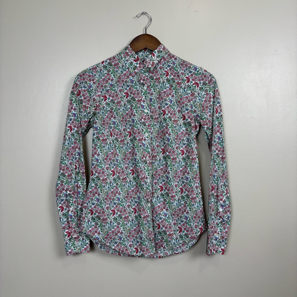 J. Crew X Liberty Art Fabrics Top Women 00 Multi Floral Long Sleeve Button Front